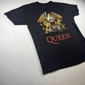 Queen Band Graphic T Shirt Mens Large Charcoal Gray Crest Logo Rock Tee